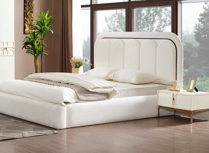 Schlafzimmer-Set: Bett mit weicher Kopfstütze und 2 Nachttische mit Schubladen