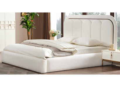 Modernes Bett mit weicher Kopfstütze in Weiß für ein stilvolles Schlafzimmer