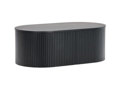 Eleganter ovaler Couchtisch mit vertikalen Streifen in Schwarz