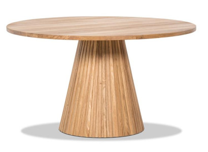 Eleganter Esstisch mit rundem Tischplatte und konischer Basis