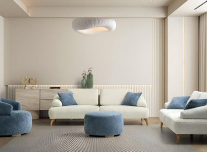 Blau-Weiße Sofagarnitur Polstermöbel Luxuriöse Wohnzimmer 3-Sitzer