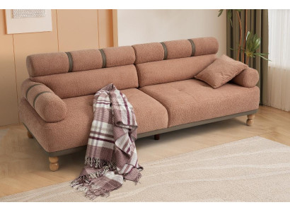 Braunes Wohnzimmer Posltersofa Designer Textilcouch 3-Sitzer Sofa