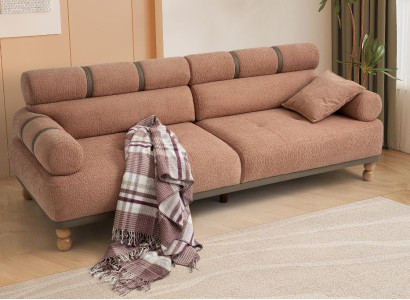 Braunes Wohnzimmer Posltersofa Designer Textilcouch 3-Sitzer Sofa