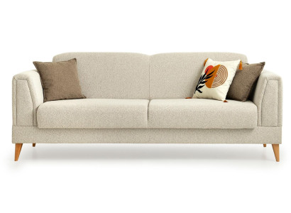 Eleganter Wohnzimmer Dreisitzer Designer Polstercouch Holzgestell