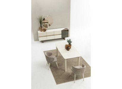 Komplettes 5-tlg. Esszimmer-Set – Sideboard, Esstisch, 2x Stühle & Spiegel