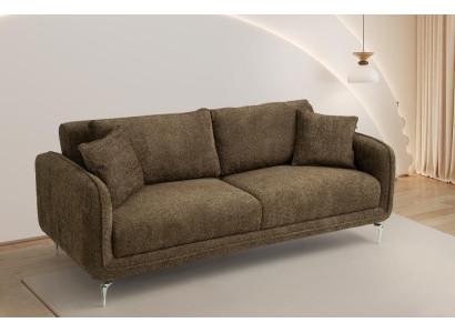 Braunes Wohnzimmer Stoffsofa Designer Polstercouchen 3-Sitzer Sofa