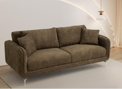 Braunes Wohnzimmer Stoffsofa Designer Polstercouchen 3-Sitzer Sofa