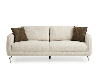 Beige Wohnzimmer 3-Sitzer Couch Luxuriöse Polstersofas Holzgestell