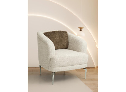 Stilvoller Polstersessel Beiger Wohnzimmer Einsitzer Metallfüße