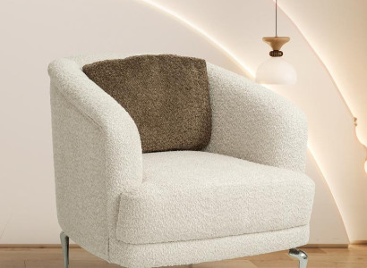 Stilvoller Polstersessel Beiger Wohnzimmer Einsitzer Metallfüße