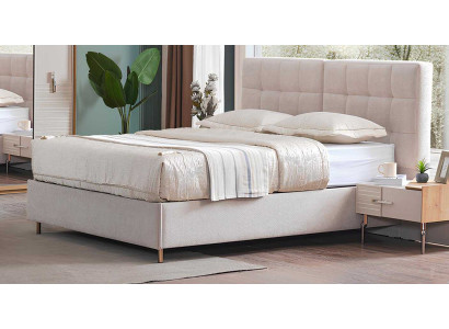 Elegantes Bett mit weichem Kopfteil für das Schlafzimmer im modernen Stil