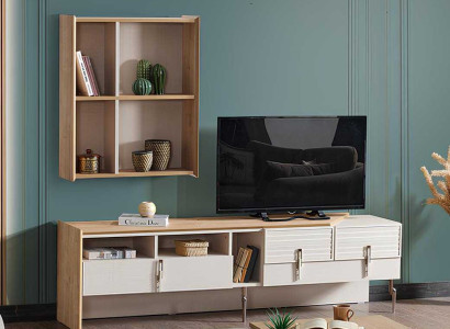 TV-Board und Wandregal für funktionales und stilvolles Wohnzimmer