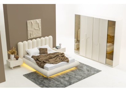 Modernes 4-teiliges Schlafzimmer-Set mit Bett Nachttischen und Schrank