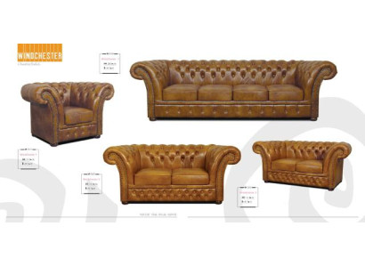 Ledersofa Sofagarnitur Chesterfield 4+2+1 Sitz Polster Sofa Couch Garnitur Neu