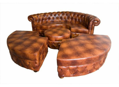 Chesterfield Rundsofa Ledersofa Ecksofa Couch Polster Sitz Rund Sofa Garnitur