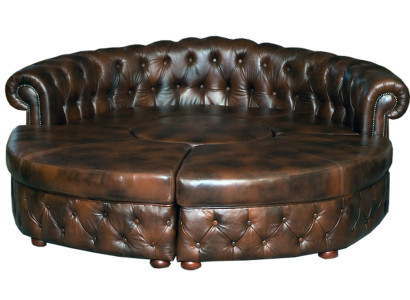 Chesterfield Rundsofa Ledersofa Runde Sofa XXL Wohnlandschaft Eckcouch Ecksofa