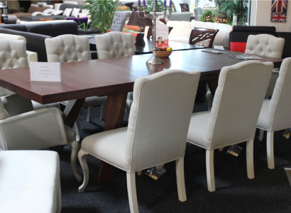 8x Designer Chesterfield Stuhl Set Polster Stühle XXL Textil Stoff Polster Stuhl