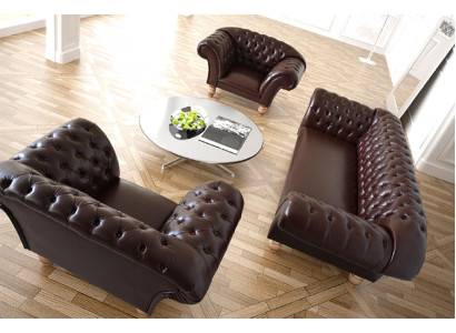 Leder Chesterfield-Sofa in Braun modern elegante Design