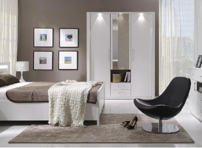 KOMPLETTES  SCHLAFZIMMER SET SCHRANK BETT BETTEN MIT  LED NEU  KOMMODE NEW YORK