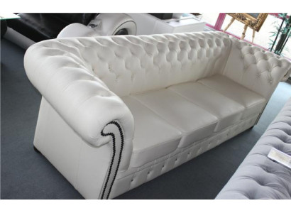 Chesterfield Luxus Couch Sofa mit Kristallsteinen Vollleder Polster Garnitur NEU