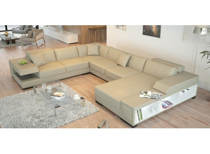 Ecksofa U Form Sofa Couch Polster Ecksofa Wohnlandschaft Ledersofa Badra 