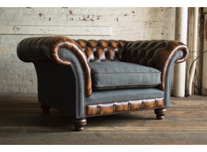Chesterfield Sessel Fernseh Design Polster Sofa Couch Chesterfield Textil Neu F1