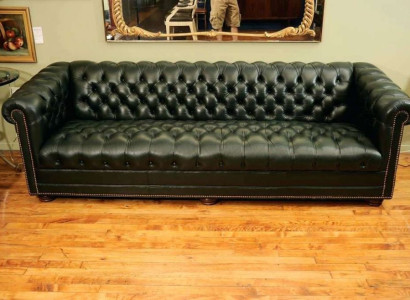 Chesterfield Design Polster Couch Leder Sofa Garnitur Luxus Textil Sofas #165