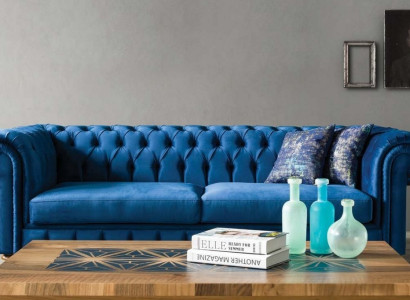 Chesterfield Design Luxus Polster Sofa Couch Sitz Garnitur Leder Textil Neu #117