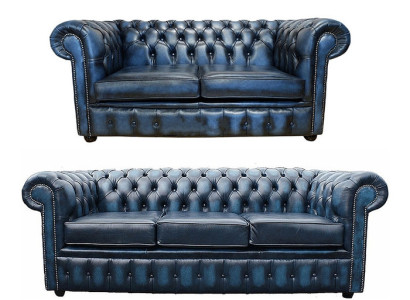 Chesterfield Design Luxus Polster Sofa Couch Sitz Garnitur Leder 3+2 Textil #75