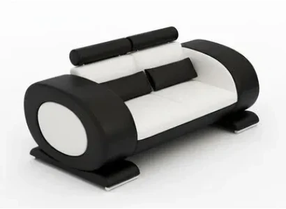 Luxuriöser Schwarz-Weißer 2-Sitzer Designer Ledersofas Edle Möbel Sofort