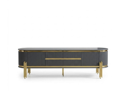TV Ständer RTV Lowboard Schwarz Tisch Holz Modern Wohnzimmer Sideboard Sofort