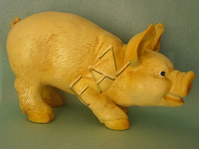 Hängende Schweine-Figur Aus Harz – Garten-Deko, Pink, Lesend In Hängematte, Mit Seil & Haken