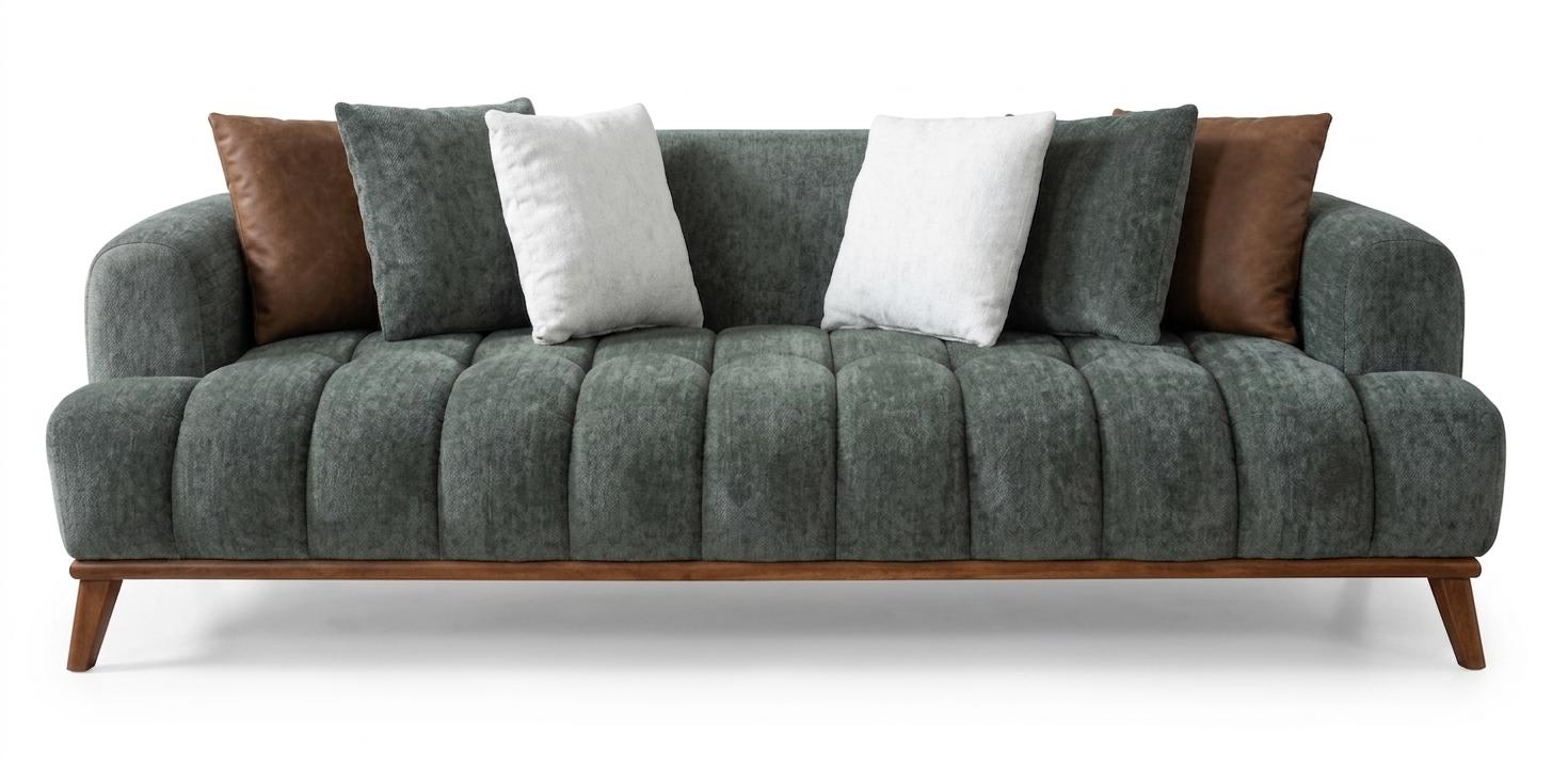 Grünes weiches 3-Sitzer-Sofa Design-Sofa Stoff modern Wohnzimmer