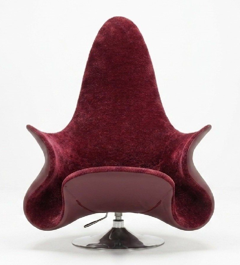 Designer Loungesessel Blossming Drehbar Bordeaux Velours Edelstahl