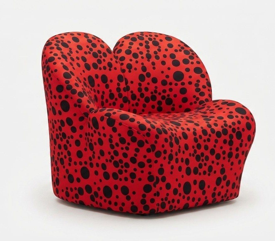 Designer Lounge Sessel Petal Pop Art Punktmuster Schwarz Akzentstuhl