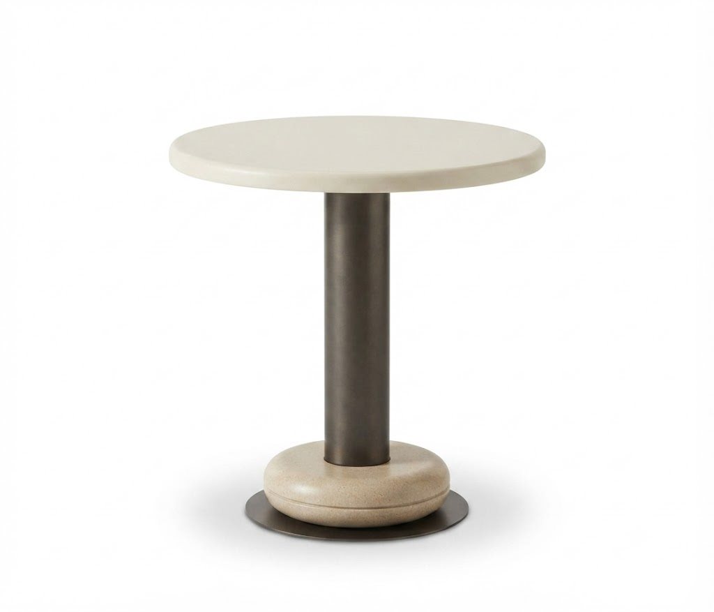 Beistelltisch Beige Modern Rund Tisch Kaffeetisch Wohnzimmer Metall