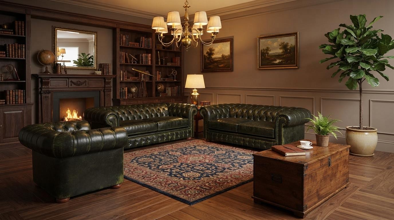 Zwei Dreisitzer Chesterfield Sofa Sessel Kunstleder Modern Elegant