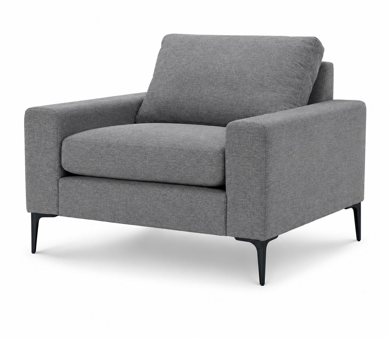 Grauer Sessel Stoff Polstersessel Wohnzimmer Modern Elegant Stilvoll