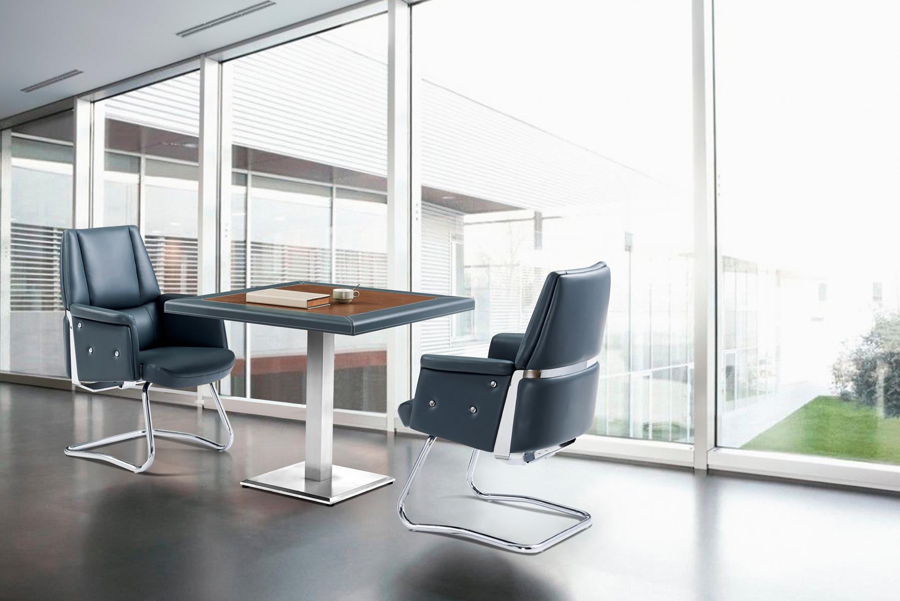 Moderner Esstisch aus MDF und Edelstahl in Holzoptik