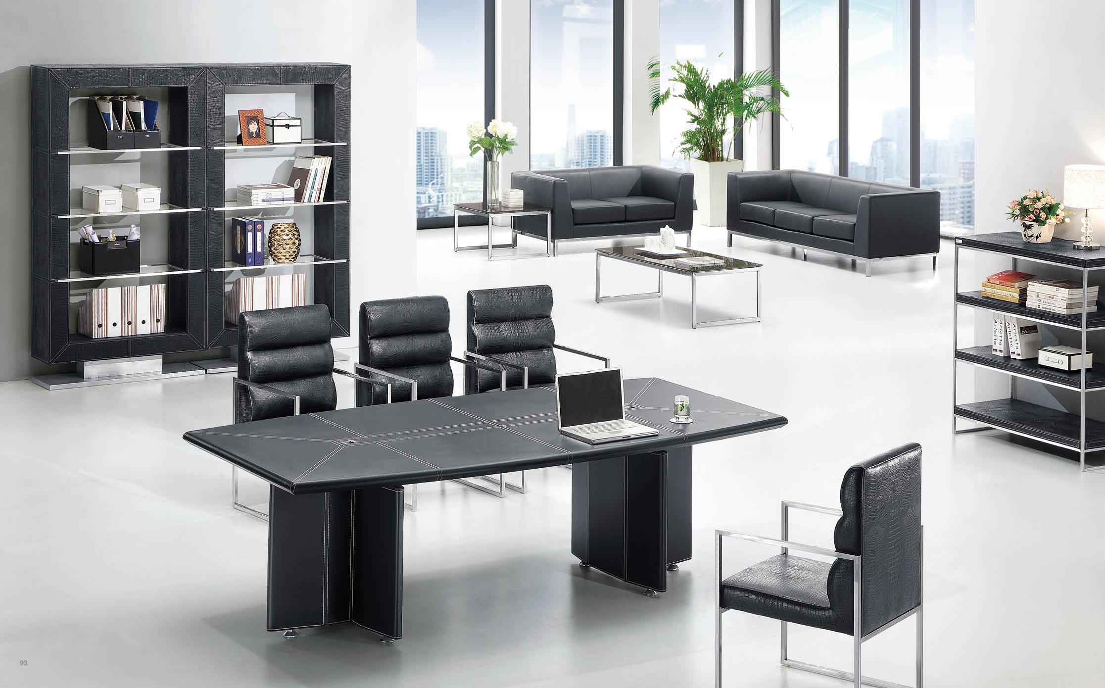 Moderner Konferenztisch aus MDF und Edelstahl in eleganter