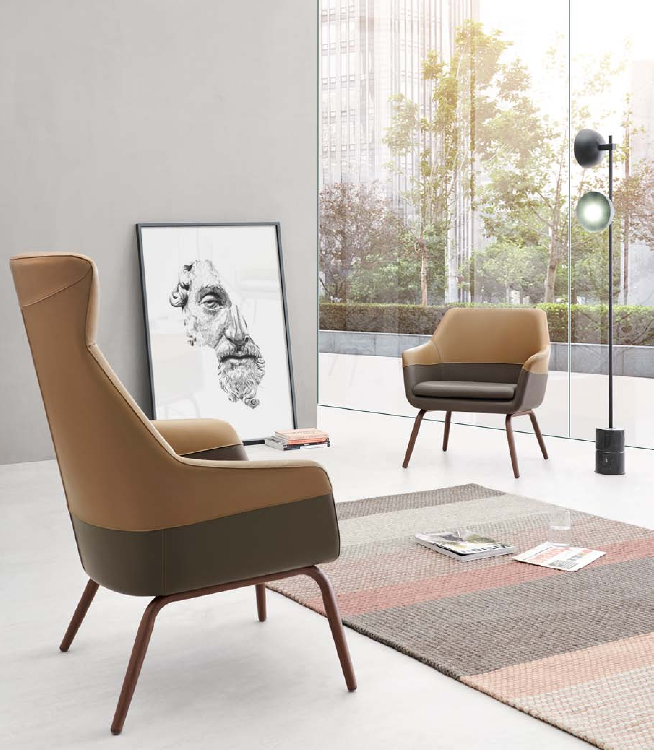 Kunstleder Sessel in Schwarz modern eleganter Stil