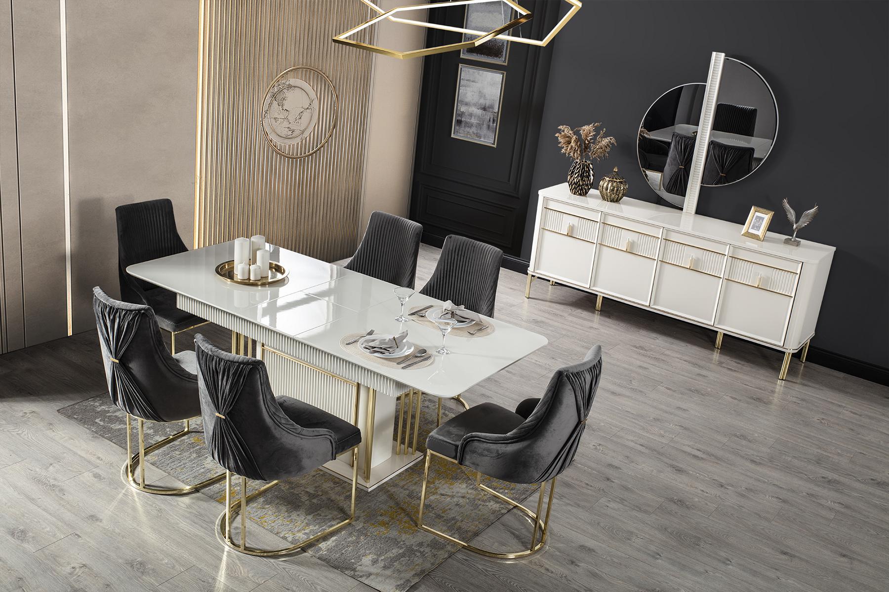 Esstisch Moderner Tisch Holz Esszimmer Garnitur 6x Stuhl Set Stühle 7tlg Set