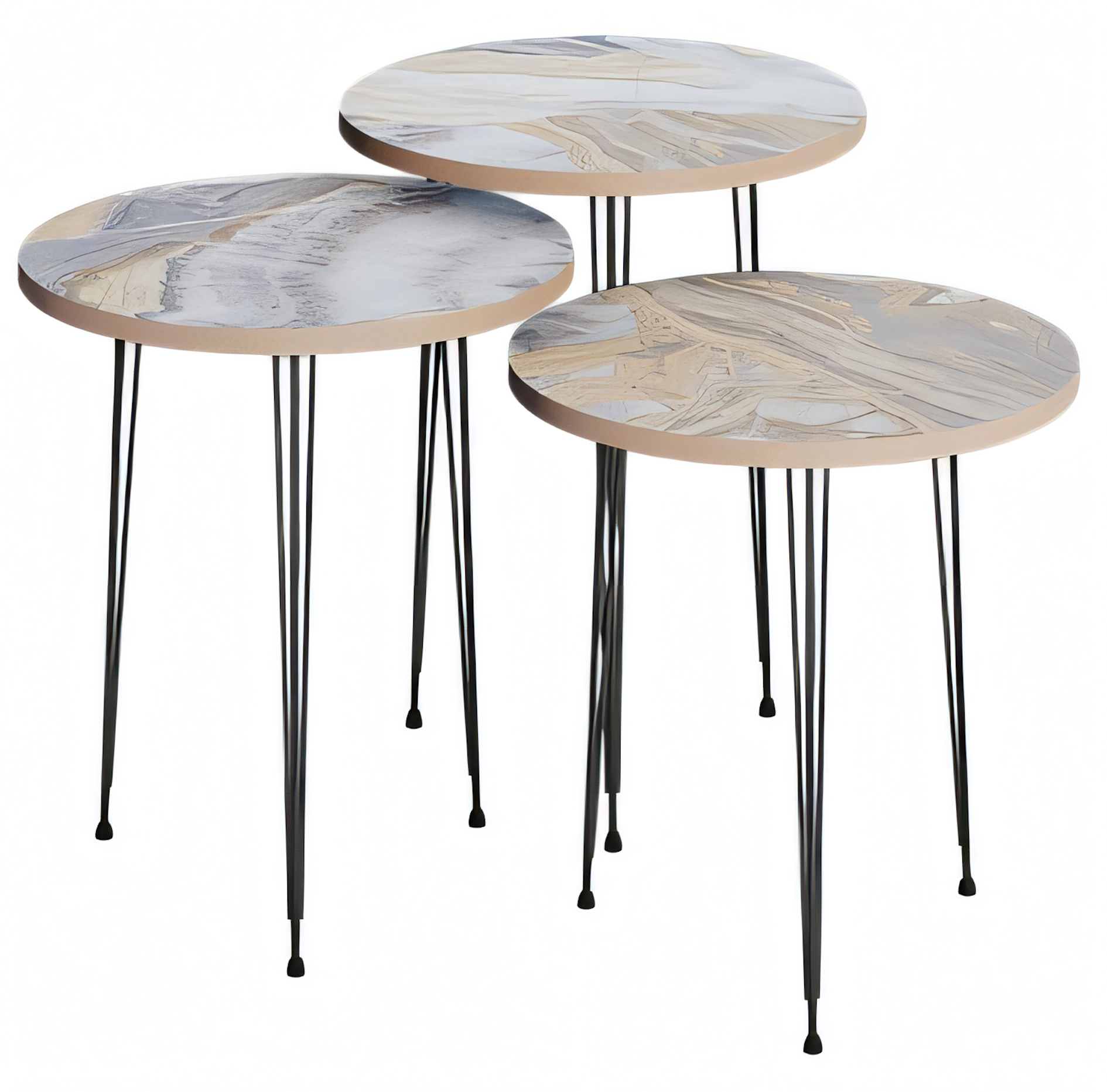 Moderner grauer Couchtisch aus Holz und Metall