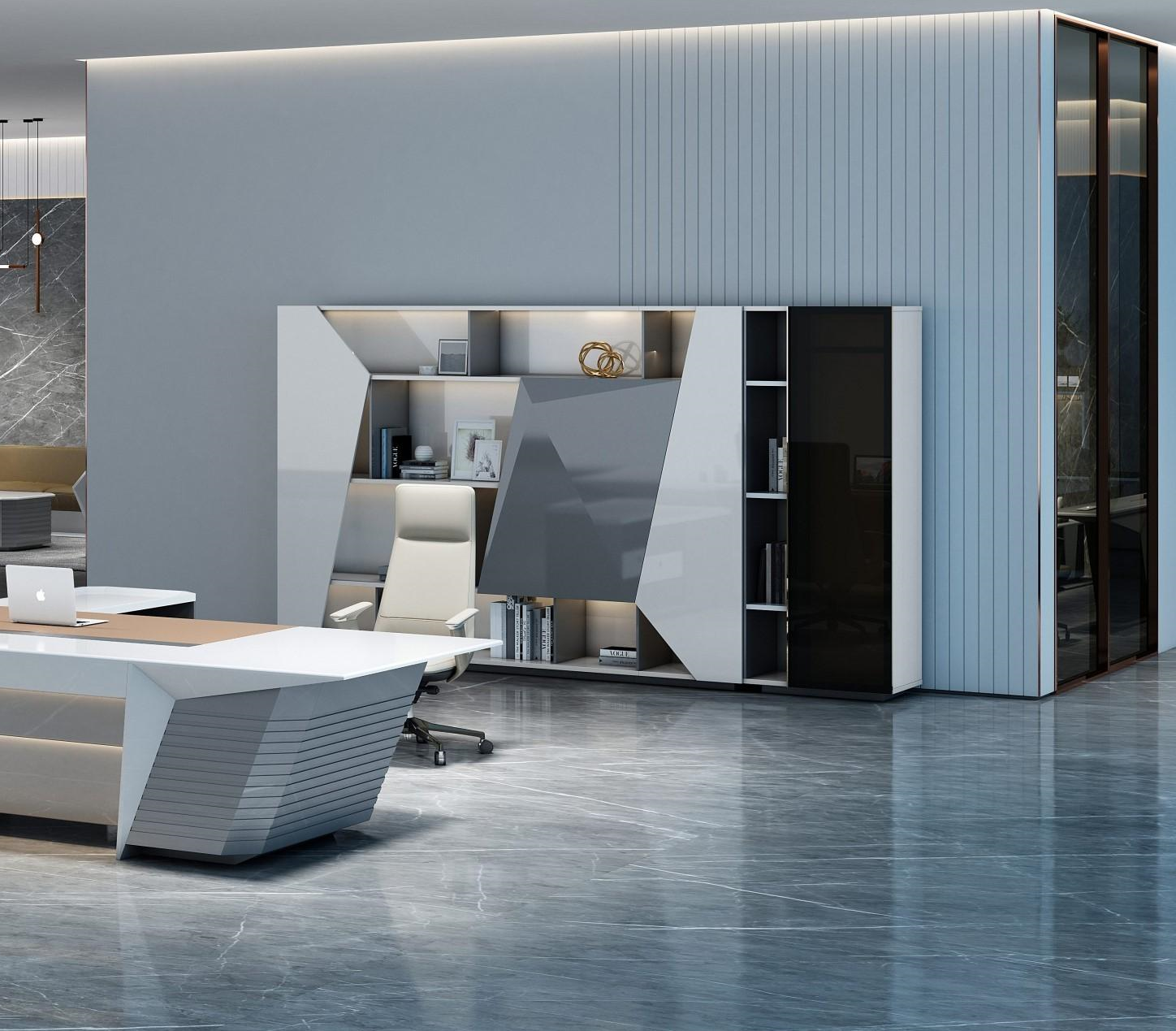 Eleganter Büroschrank in Weiß – geräumig und modern