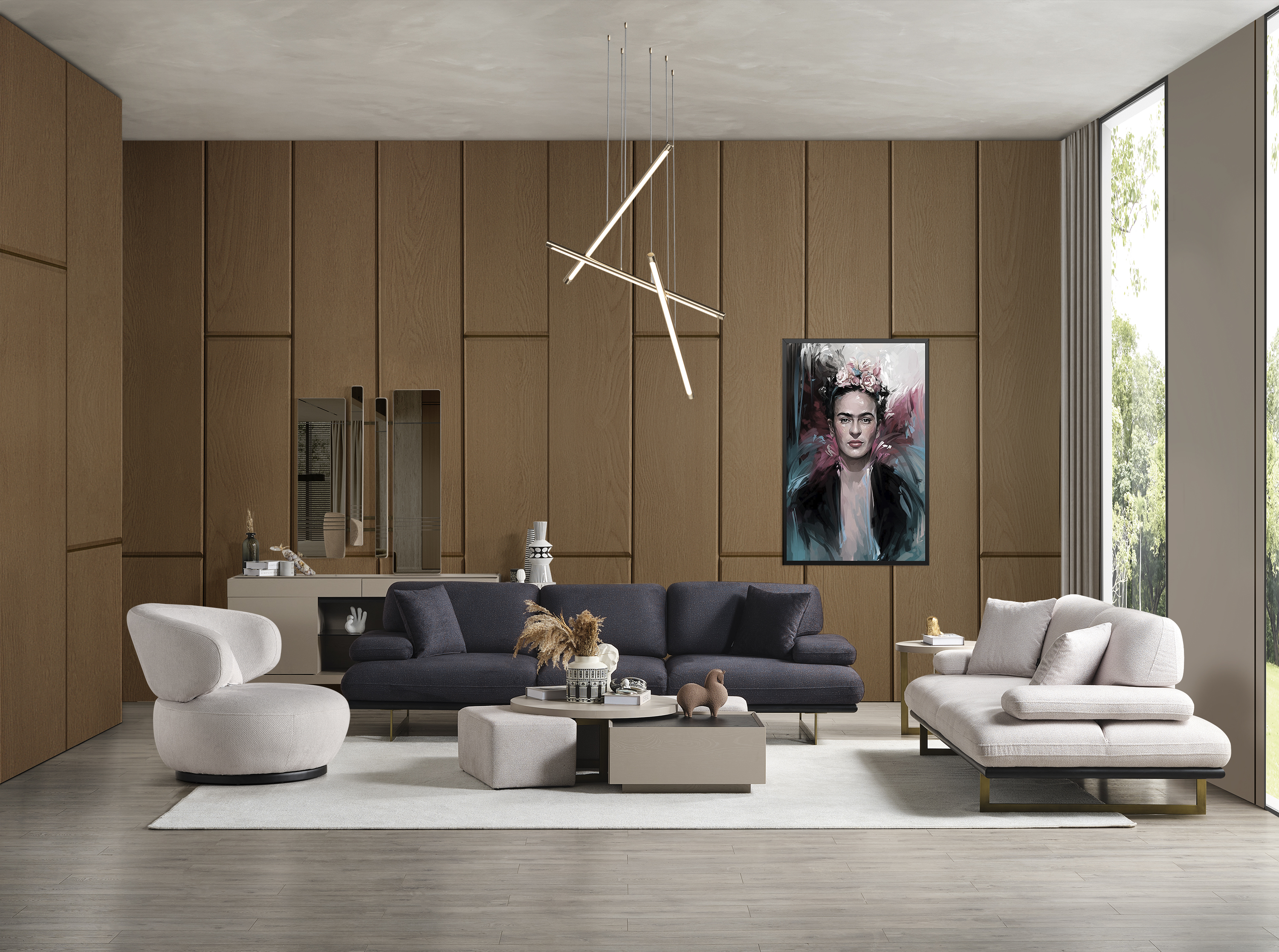 Sofa 4 Sitzer Sofa 3 Sitzer Sessel 2x Couchtisch Beistelltisch Wohnzimmer