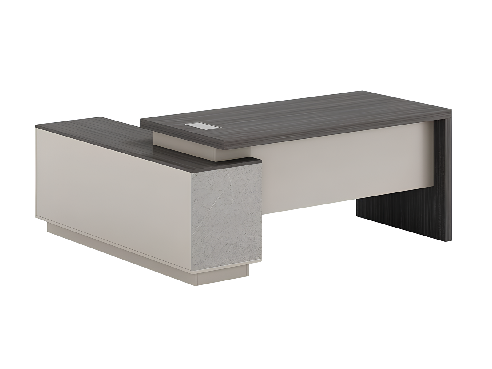 Stilvoller Eckschreibtisch mit praktischem Stauraum und robustem Aufbau.