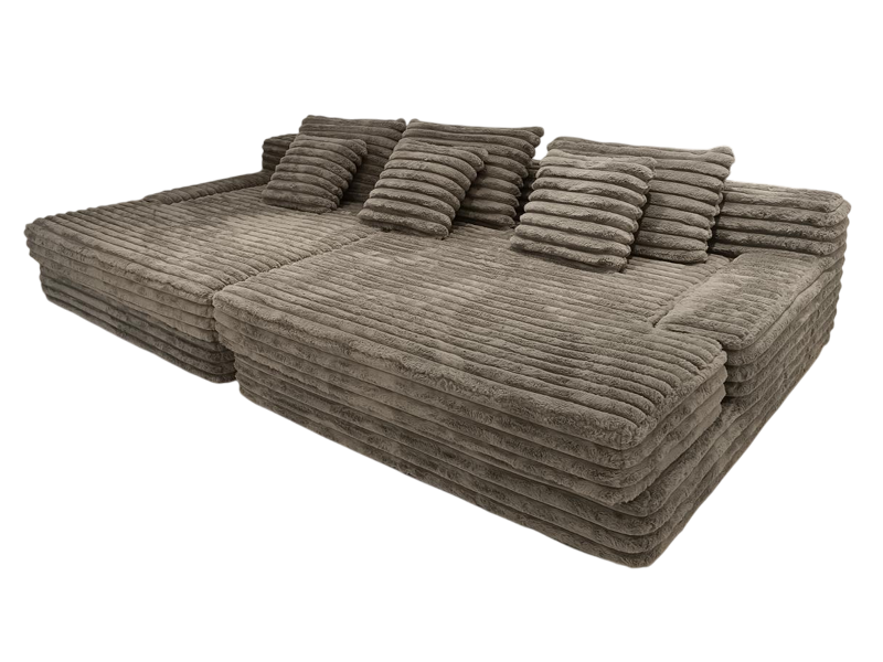 Komprimierbares 4-Sitzer Sofa grau Stoff Sofa luxuriöser leichter Sofa