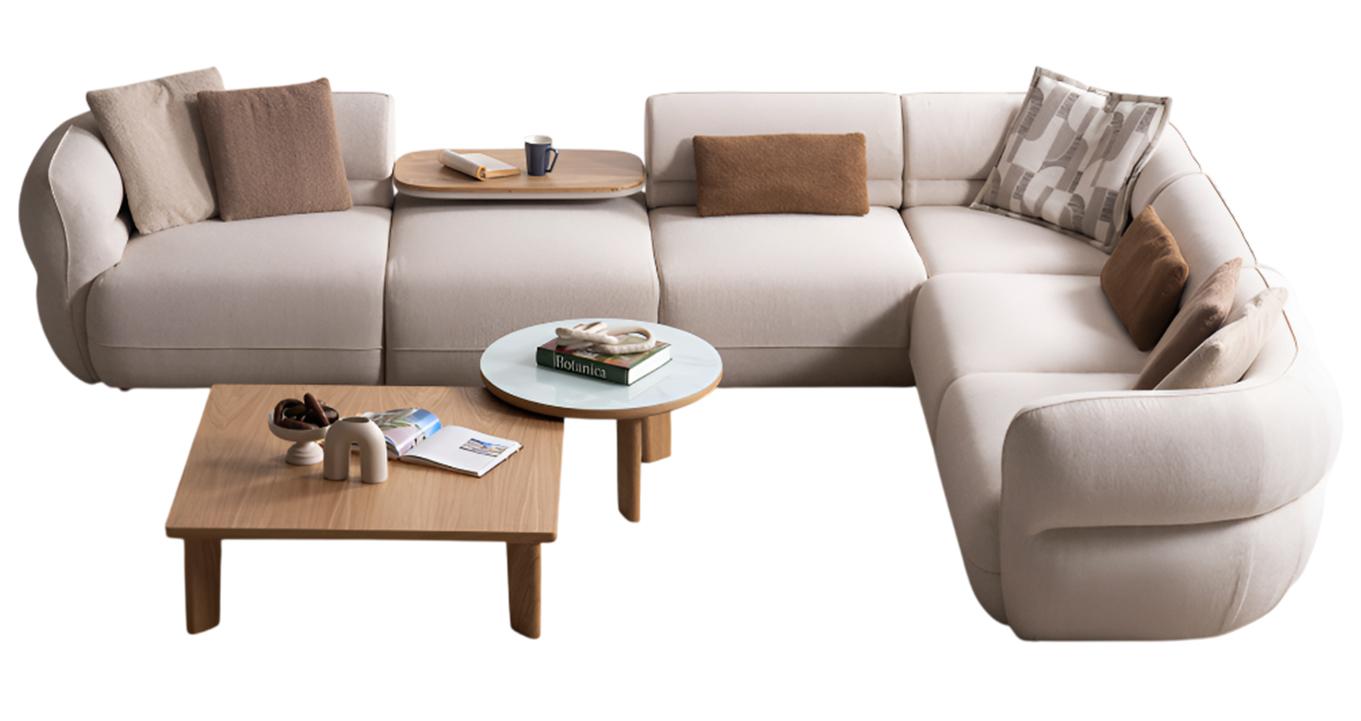 Stilvolles Ecksofa-Set mit Couchtisch und elegantem Beistelltisch