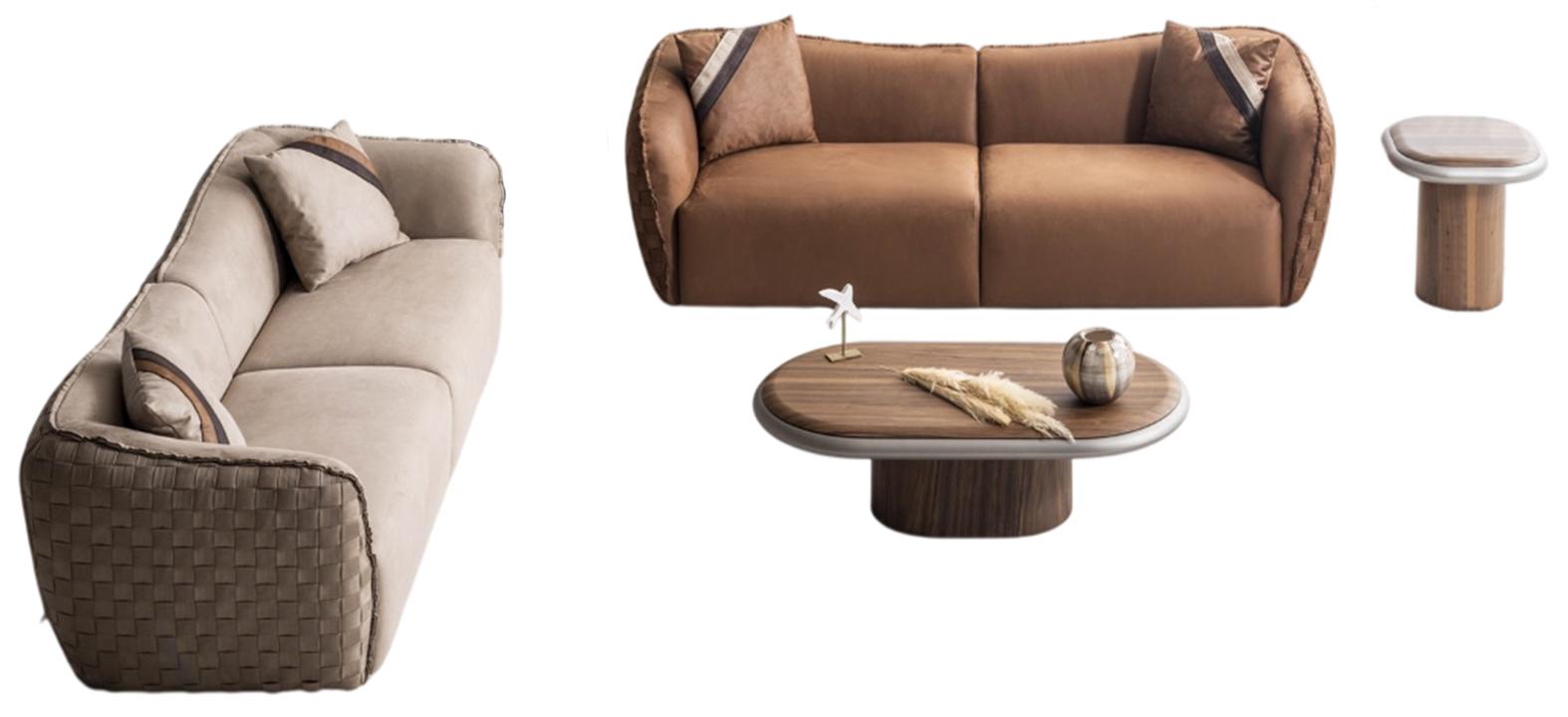 Elegantes Möbelset mit zwei Sofas Couchtisch und Beistelltisch