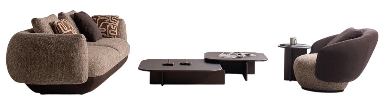 Designer Wohnzimmer Sofas Stilvoller Relaxsessel 4-Sitzer 2x Tische